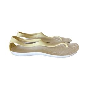 Crocs Sexi Flip Sandals Womens 7 light Yellow White T-Strap Slingback recovery
